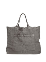 ONCE MILANO LINEN WEEKEND BAG IN CHARCOAL