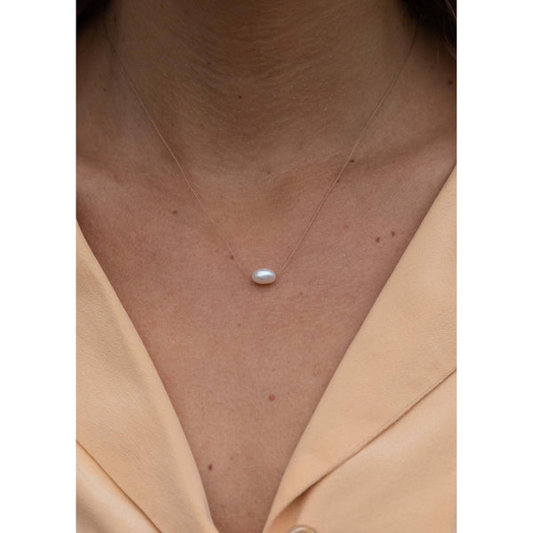WANDERLUST LIFE White Pearl Fine Cord Necklace