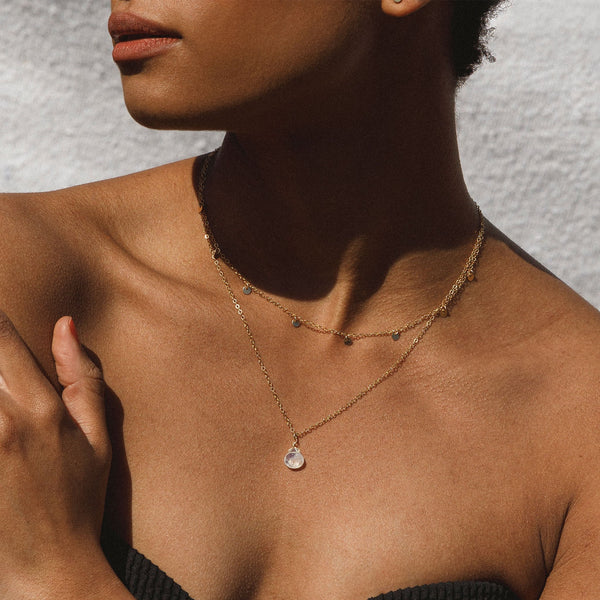 WANDERLUST LIFE FINE GOLD CHAIN MOONSTONE NECKLACE